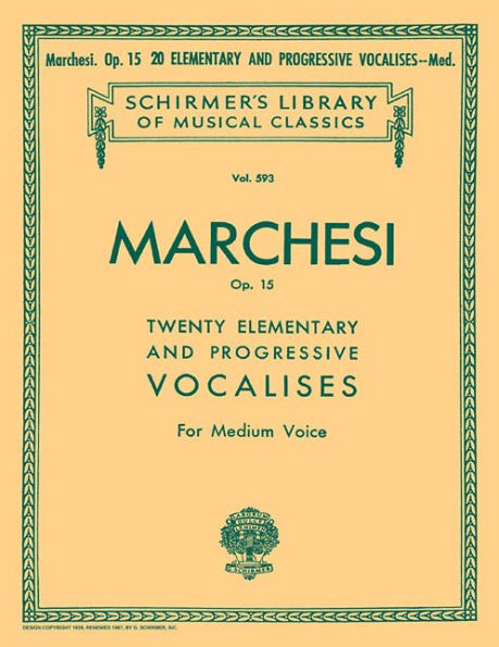 20 Elementary and Progressive Vocalises, Op. 15: Schirmer Library of Classics Volume 593 Medium Voice