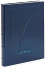 Navy Embossed Quill Leather Journal (9'x7