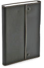 Black Snap with Pencil Italian Leather Journal- 6X8