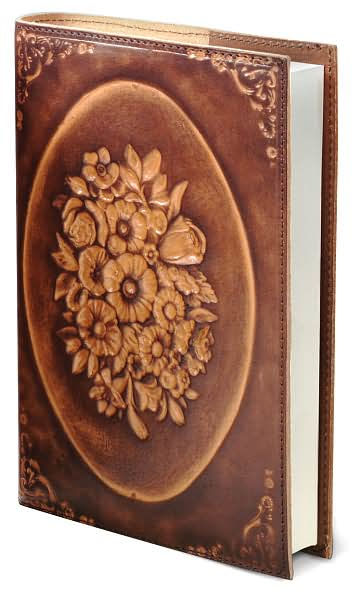 Floral Wreath Brown Italian Leather Journal (6'x8