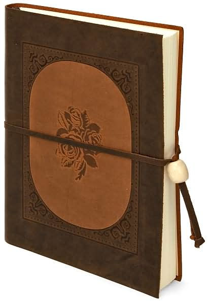 Inlay Rose Brown Italian Leather Journal with Tie