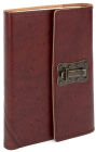 Wood Textured Brown Italian Leather Journal with Lock 6'' x 8''
