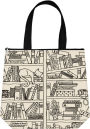 Bookshelf Cat Tote (with zipper)