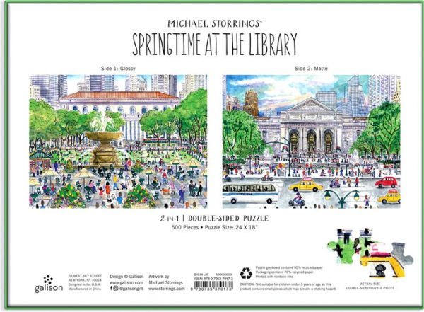 Michael Storrings Springtime at the Library 500 Piece Double-Sided Puzzle