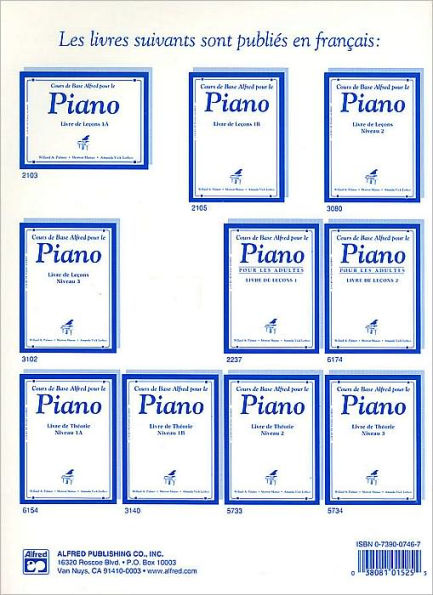 Alfred's Basic Adult Piano Course Lesson Book, Bk 1: French Language Edition