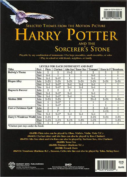 Selected Themes from the Motion Picture Harry Potter and the Sorcerer's Stone (Solo, Duet, Trio): Trumpet