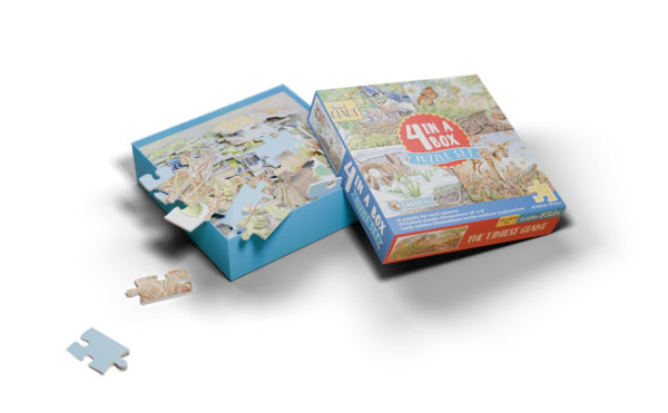 The Tiniest Giant 4-in-1 Puzzle Set: 48-Piece Puzzles for Each Season with Nature Illustrations and Acorn Life Cycle Educational Jigsaw for Kids Ages 3+