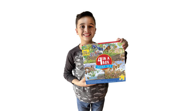 The Tiniest Giant 4-in-1 Puzzle Set: 48-Piece Puzzles for Each Season with Nature Illustrations and Acorn Life Cycle Educational Jigsaw for Kids Ages 3+