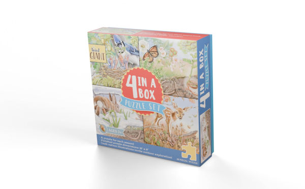 The Tiniest Giant 4-in-1 Puzzle Set: 48-Piece Puzzles for Each Season with Nature Illustrations and Acorn Life Cycle Educational Jigsaw for Kids Ages 3+