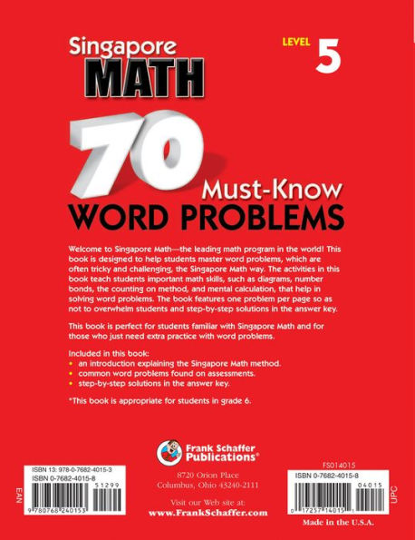 70 Must-Know Word Problems, Grade 6