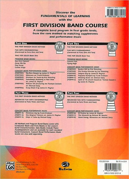 First Division Band Method, Part 1: Baritone (B.C.)