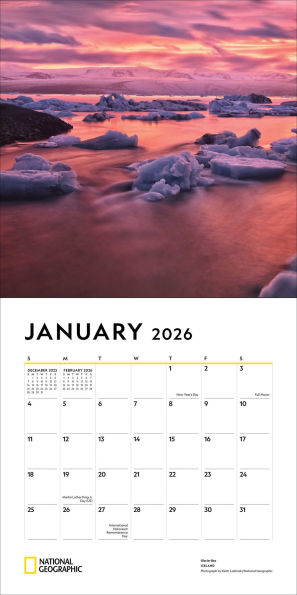 2026 National Geographic: Most Beautiful Places Wall Calendar