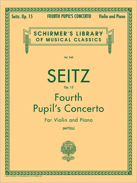 Pupil's Concerto No. 4 in D, Op. 15: Schirmer Library of Classics Volume 949 Piano Reduction and Part