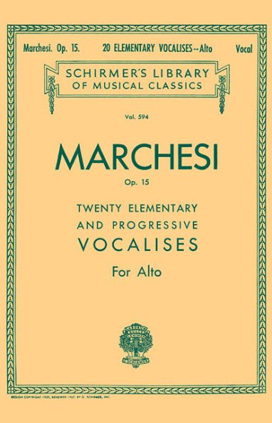 20 Elementary and Progressive Vocalises, Op. 15: Schirmer Library of Classics Volume 594 Low Voice