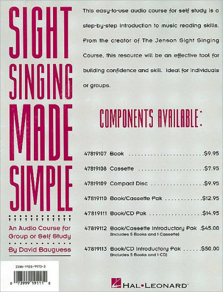 Sight Singing Made Simple: An Audio Course for Group or Self Study (Methodology Chorals Series)