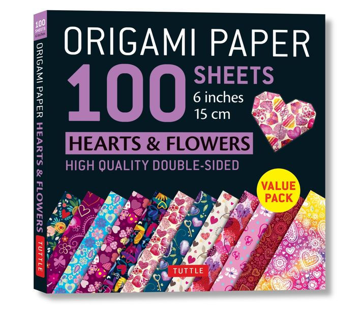 Origami Paper 100 sheets Hearts & Flowers 6" (15 cm) Tuttle Origami