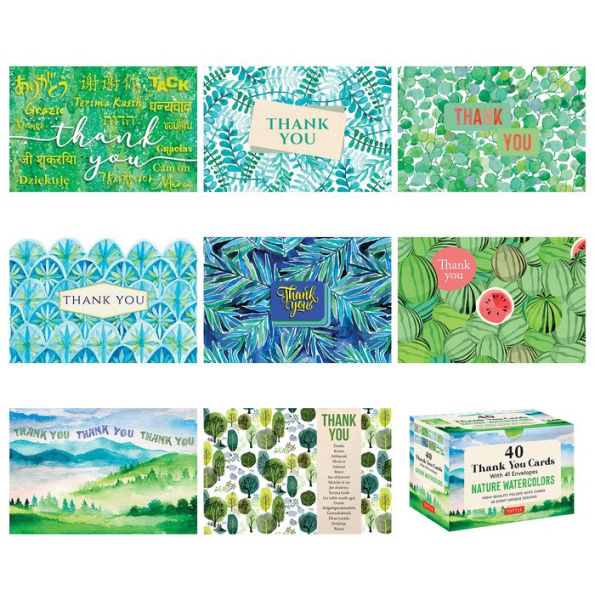 Nature Watercolors 40 Thank You Cards
