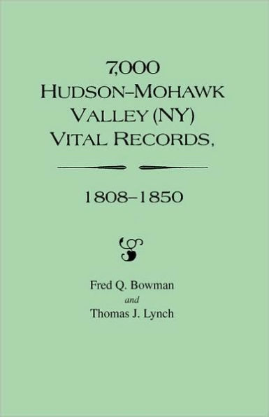 7,000 Hudson-Mohawk Valley (NY) Vital Records, 1808-1850