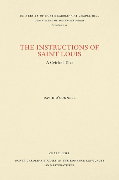 The Instructions of Saint Louis: A Critical Text