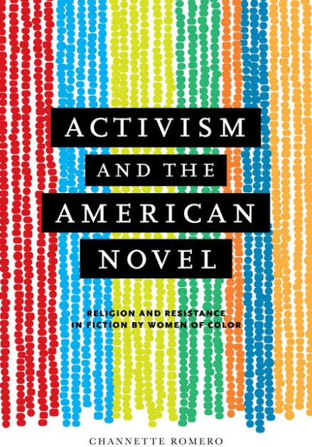 The cover of Activism and the American Novel. There are multi-colored lines on the cover.