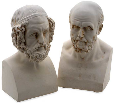 Homer and Aristotle Cast Marble Bookends Set of 2