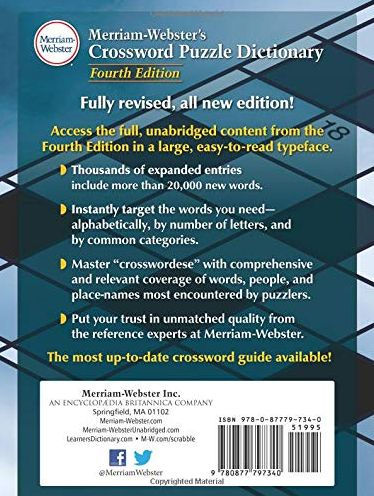 Merriam-Webster's Crossword Puzzle Dictionary: Fourth Edition, Enlarged Print Edition
