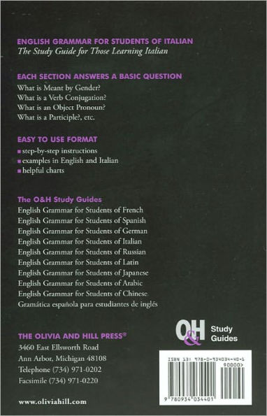 English Grammar for Students of Italian, 3rd Edition: The Study Guide for Those Learning Italian / Edition 3