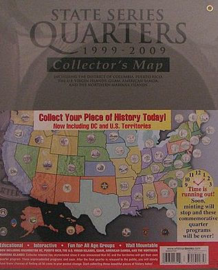 State Series Quarters 1999-2009 Collectors Map (Gray Fold