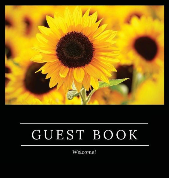 Sunflower Guest Book - Yellow & Black Guestbook Hard Cover for Home, Retirement or Birthday Parties, Bridal, Baby Shower