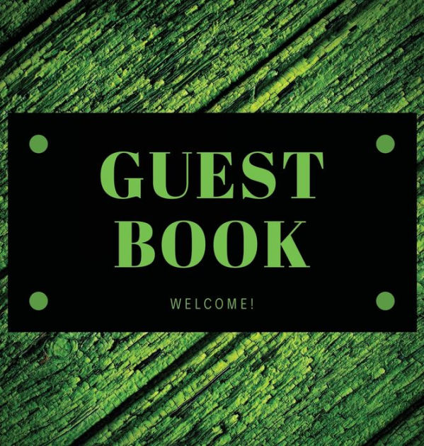 Green Rustic Guest Book Hard Cover Sign In Log for Vacation Home