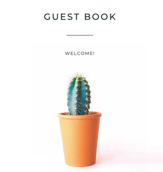 White Cactus Guest Book Hard Cover - Succulent Visitor Sign In for BNB Home, Wedding, Birthday, Retirement Party, Shower