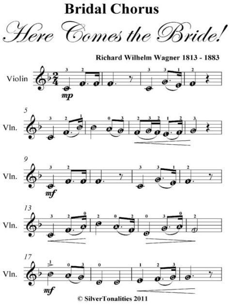 Bridal Chorus Here Comes The Bride Easy Violin Sheet Music By Richard Wilhelm Wagner Nook 5215