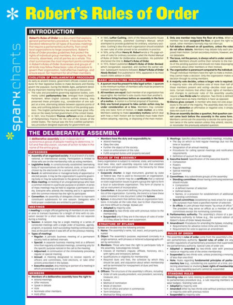 Roberts Rules Of Order Sparkcharts By Sparknotes Other Format Barnes And Noble® 9617