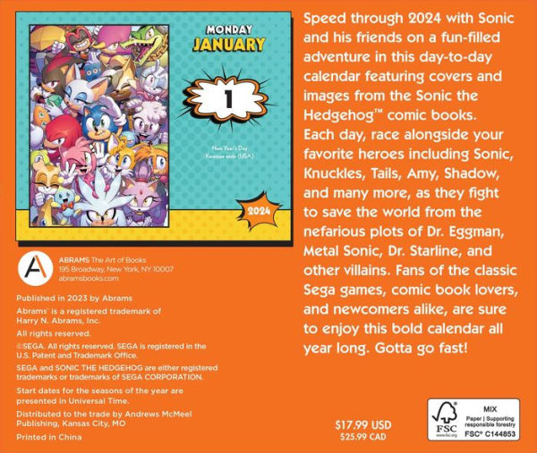 Sonic the Hedgehog Comics 2024 Day-to-Day Calendar