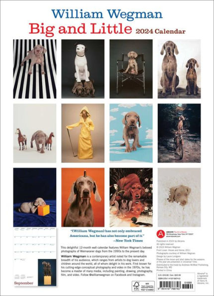 William Wegman Big and Little 2024 Wall Calendar