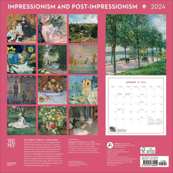 Impressionism and Post-Impressionism 2024 Wall Calendar