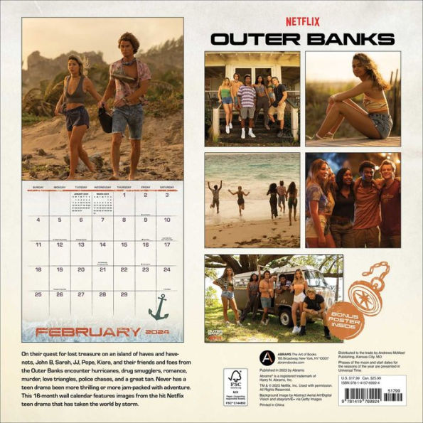 Outer Banks 16-Month 2023-2024 Wall Calendar with Bonus Poster: September 2023-December 2024
