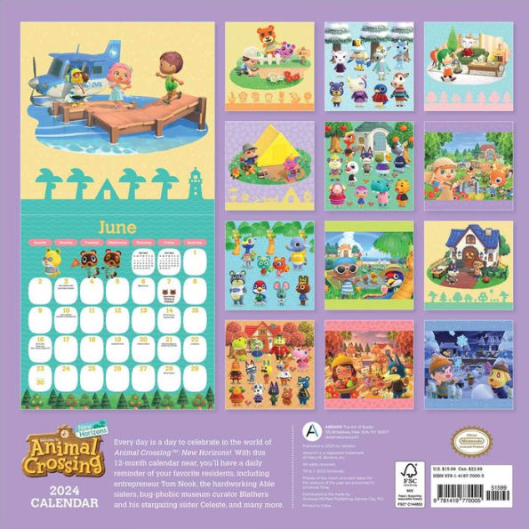 Animal Crossing: New Horizons 2024 Wall Calendar