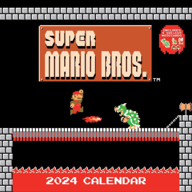 Super Mario Bros. 8-Bit Retro 2024 Wall Calendar with Bonus Diecut  Notecards by Nintendo