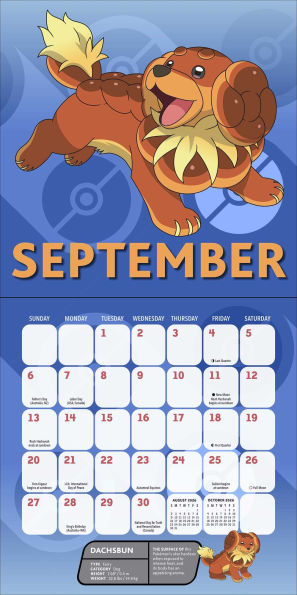 2026 Pokemon Mini Wall Calendar