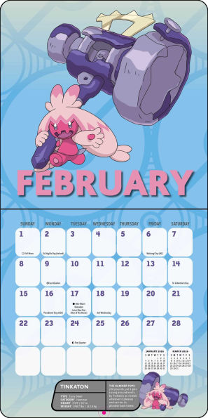 2026 Pokemon Mini Wall Calendar