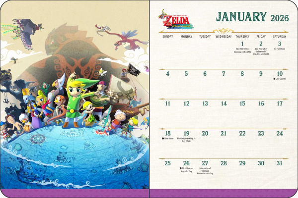 2025-2026 Legend of Zelda 16-Month Weekly/Monthly Planner