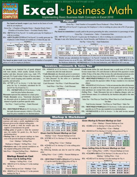 Excel For Business Math: QuickStudy Laminated Reference Guide