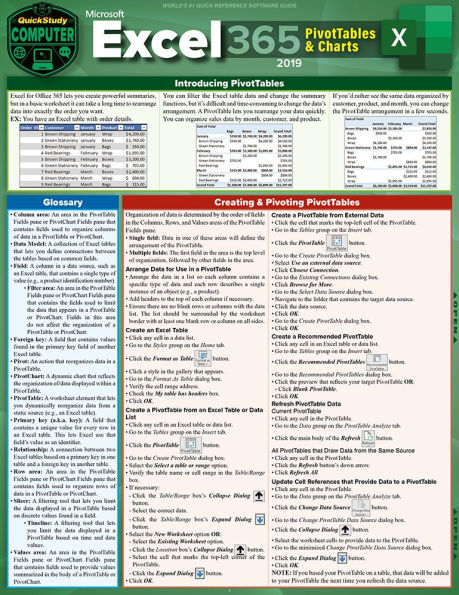 Excel 365 - Pivot Tables & Charts: a QuickStudy Laminated Reference Guide