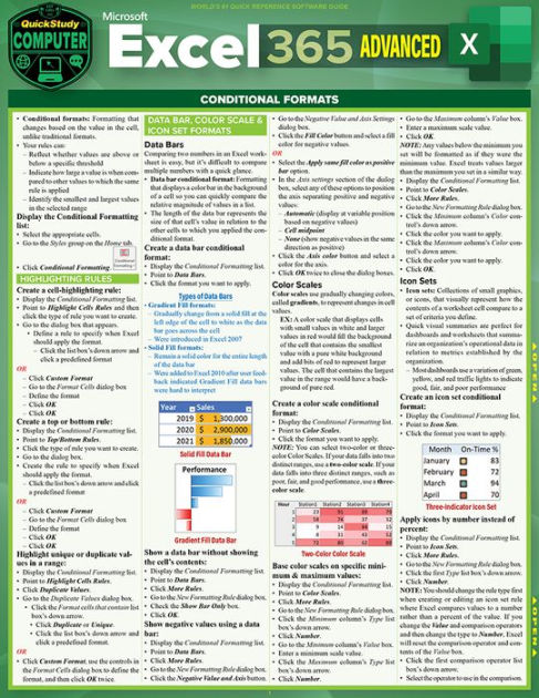 Microsoft Excel 365 Advanced A QuickStudy Laminated Reference Guide By