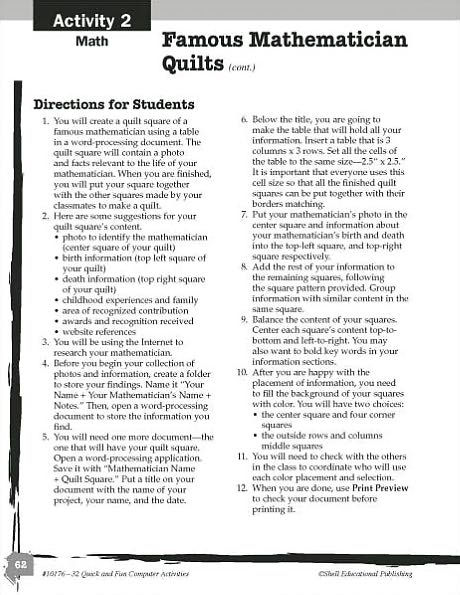 32 Quick and Fun Content Area Computer Activities: A Technology Project for Every Week of the School Year (Middle School)