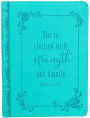 Strength and Dignity (Prov. 32:25) Turquoise Classic LuxLeather Journal