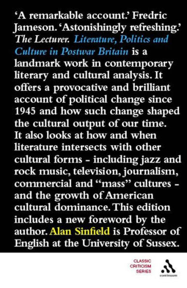 Literature, Politics and Culture in Postwar Britain