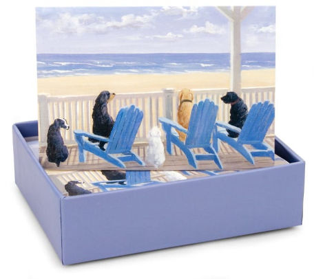 Dogs On Deck Chairs Note Card Set Of 14