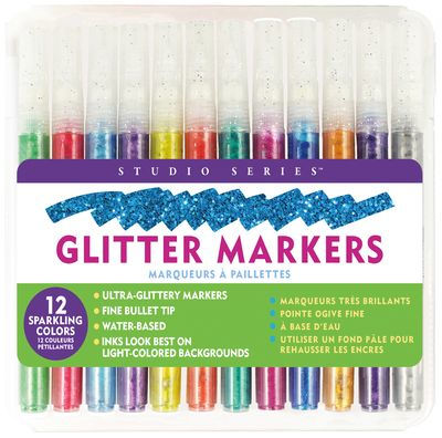 Ooly Rainbow Sparkle Glitter Markers - Round Marker Tip Opening